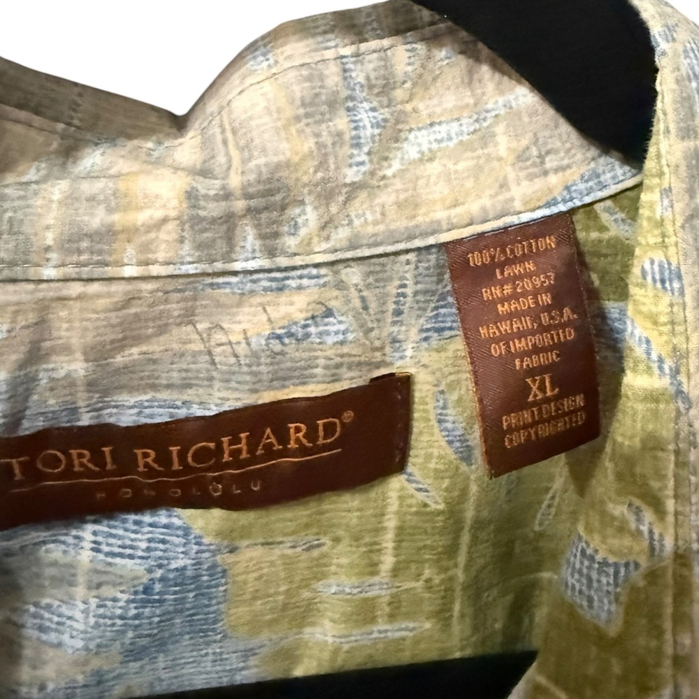 Tori Richard Mens Resortcore XL Cotton Lawn Tropical Monstera Leaf Button Shirt - Picture 3 of 7